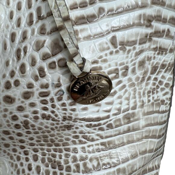 Brahmin Duxbury Satchel Shoulder Bag Beige White Melbourne Croc Embossed Purse‎ - Picture 3 of 16